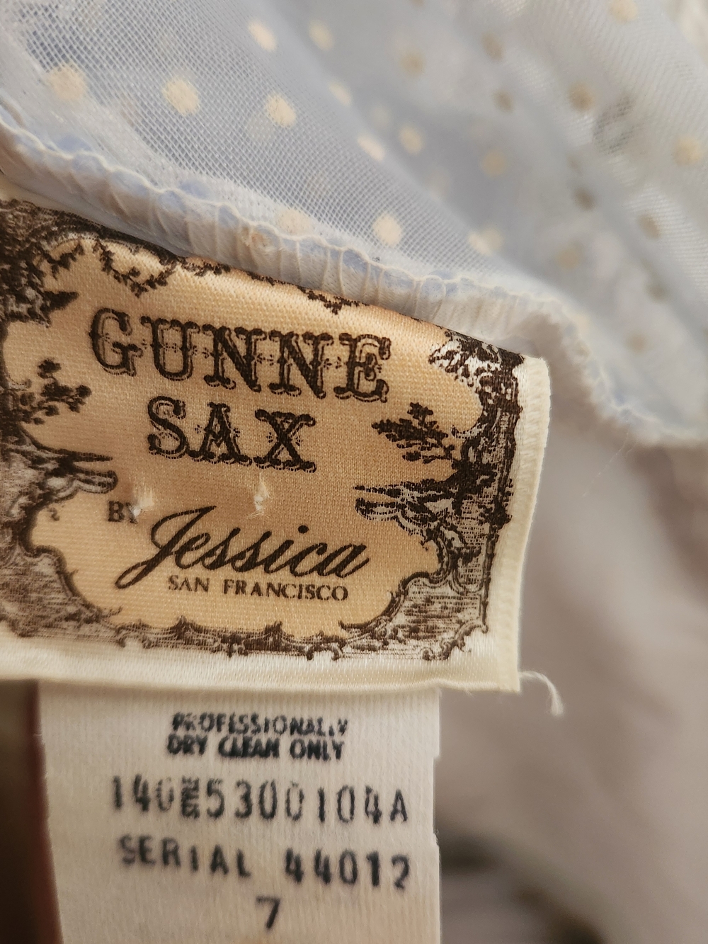 Vtg Gunne Sax Light Blue Dotted Swiss Prairie Maxi Dress | XS | Near Mint - Picture 12 of 12